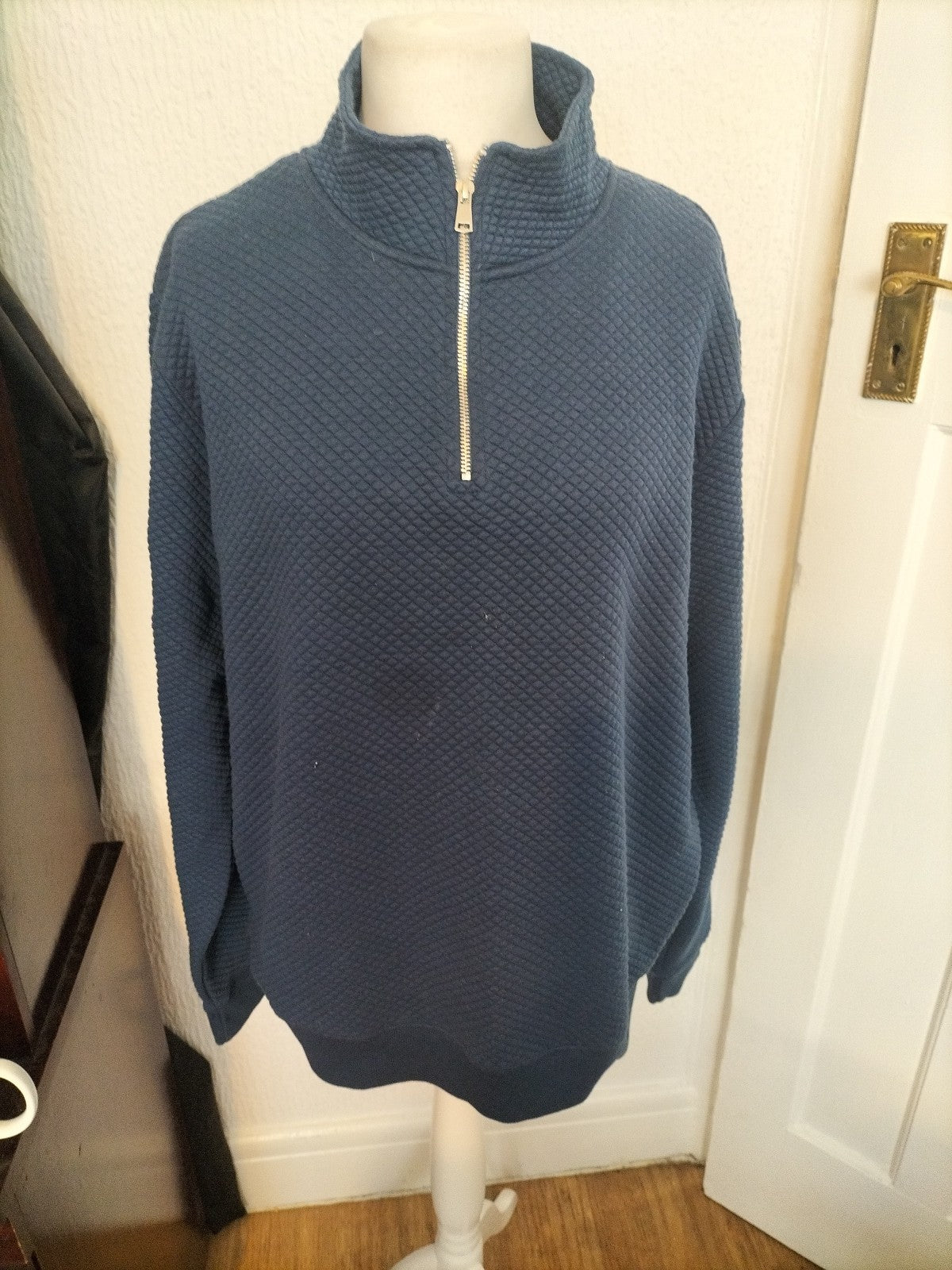 Mens Peacocks Size XL Navy Long Sleeved Textured Jumper Pullover