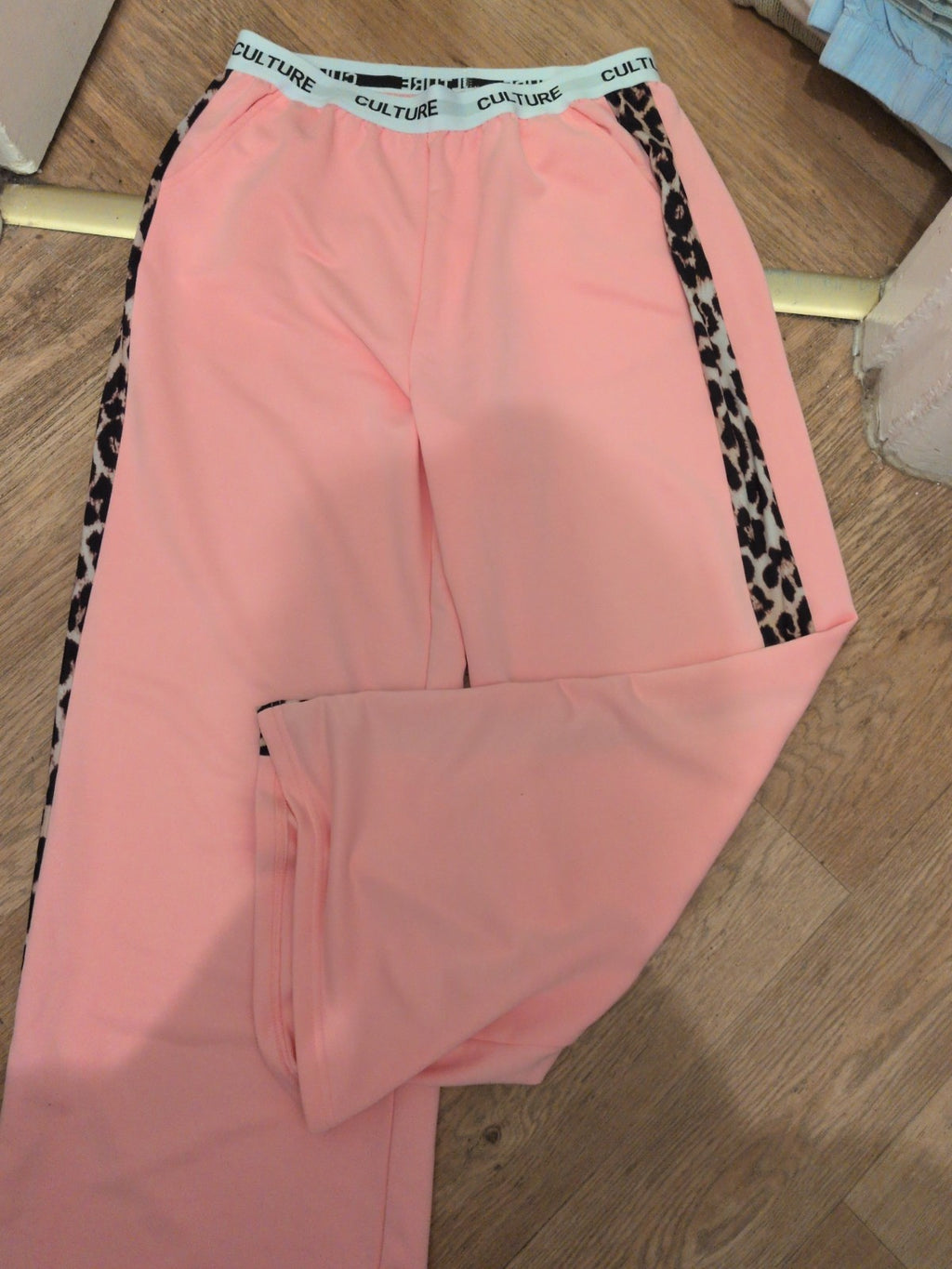 Large Pink Wide Leg Straight Leg Trousers
