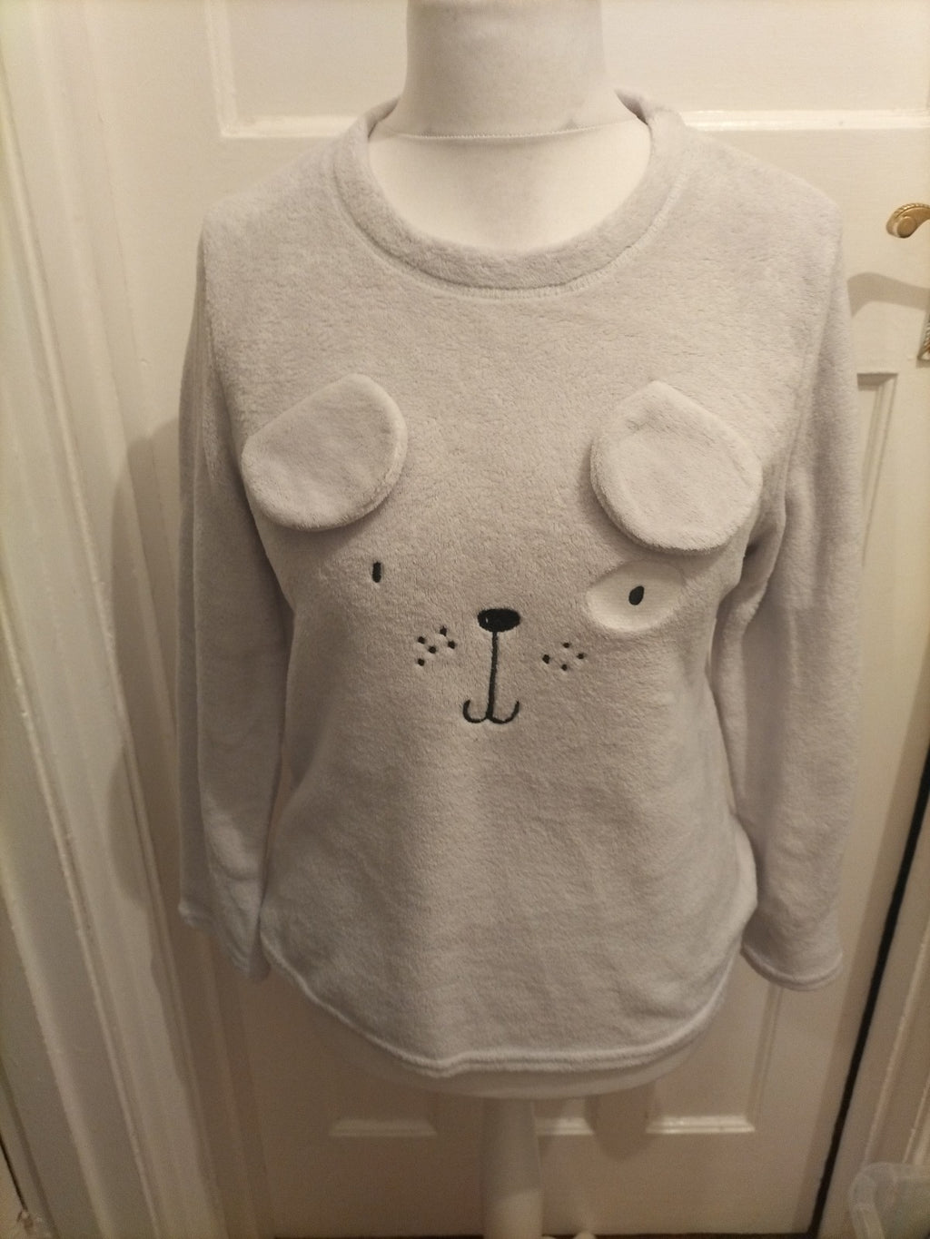 Ladies Primark Size S (10-12) Grey Pyjama Top With Ears