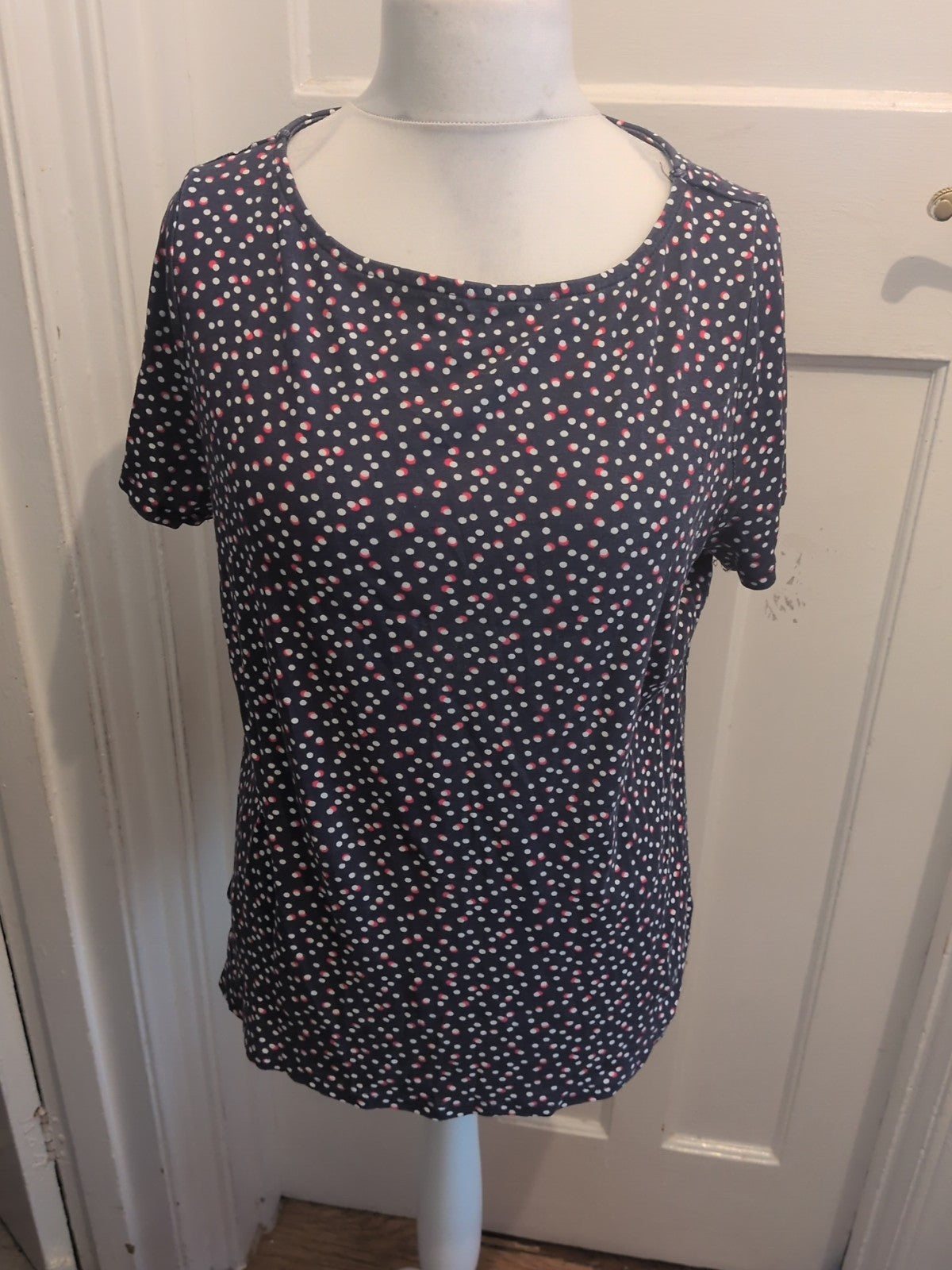 Bonmarche 20 Navy Red And White Short Sleeve T-shirt