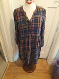 Ladies Beloved Size 10 Navy Check Long Sleeved Dress