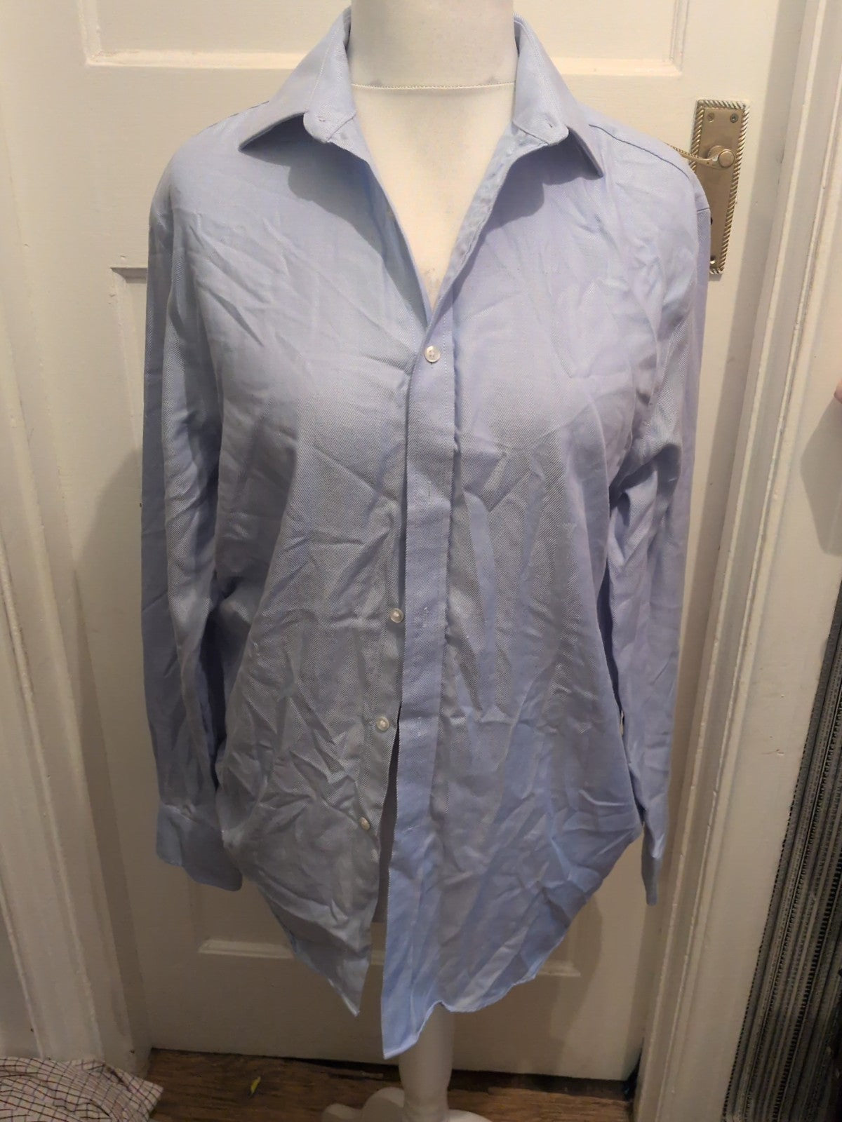 Debenhams Premium Collection 15.5 Blue Long Sleeve Shirt Classic Fit
