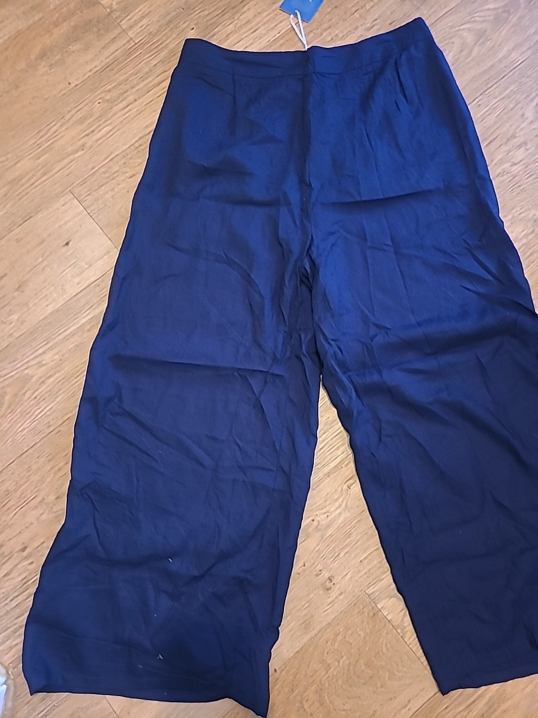 Brand New Ladies Jovie Size L/XL Navy Elasticated Wide Leg Trousers