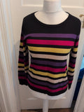 M&Co 14 Black With Stripes Long Sleeve Jumper