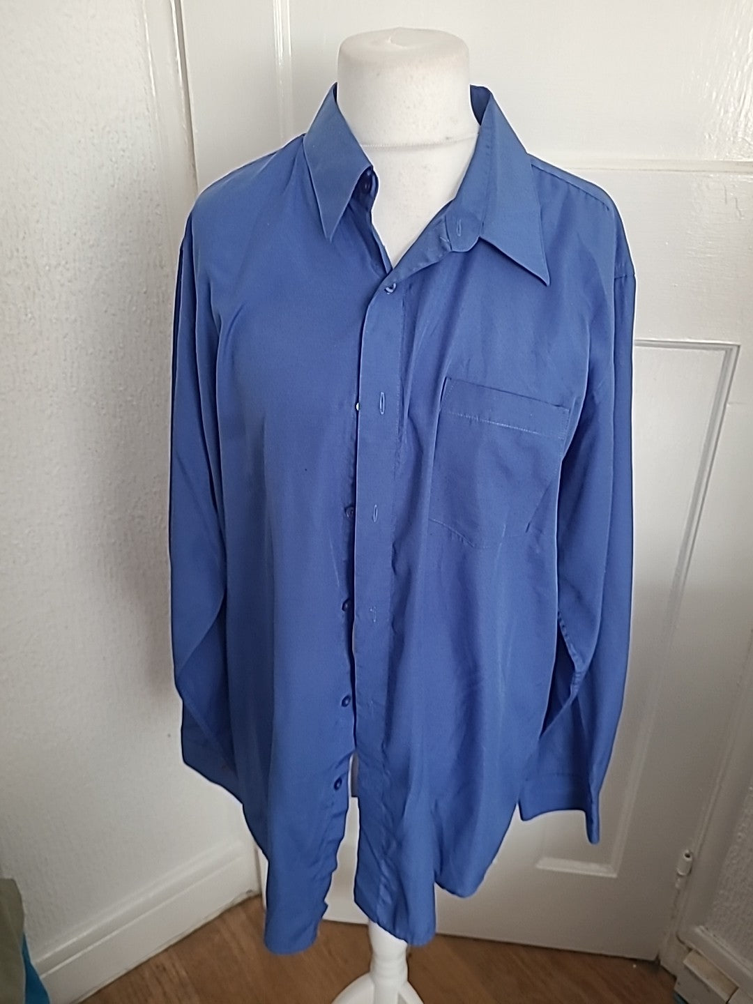 Mens Renzo Size 18-18.5" Blue Long Sleeved Shirt