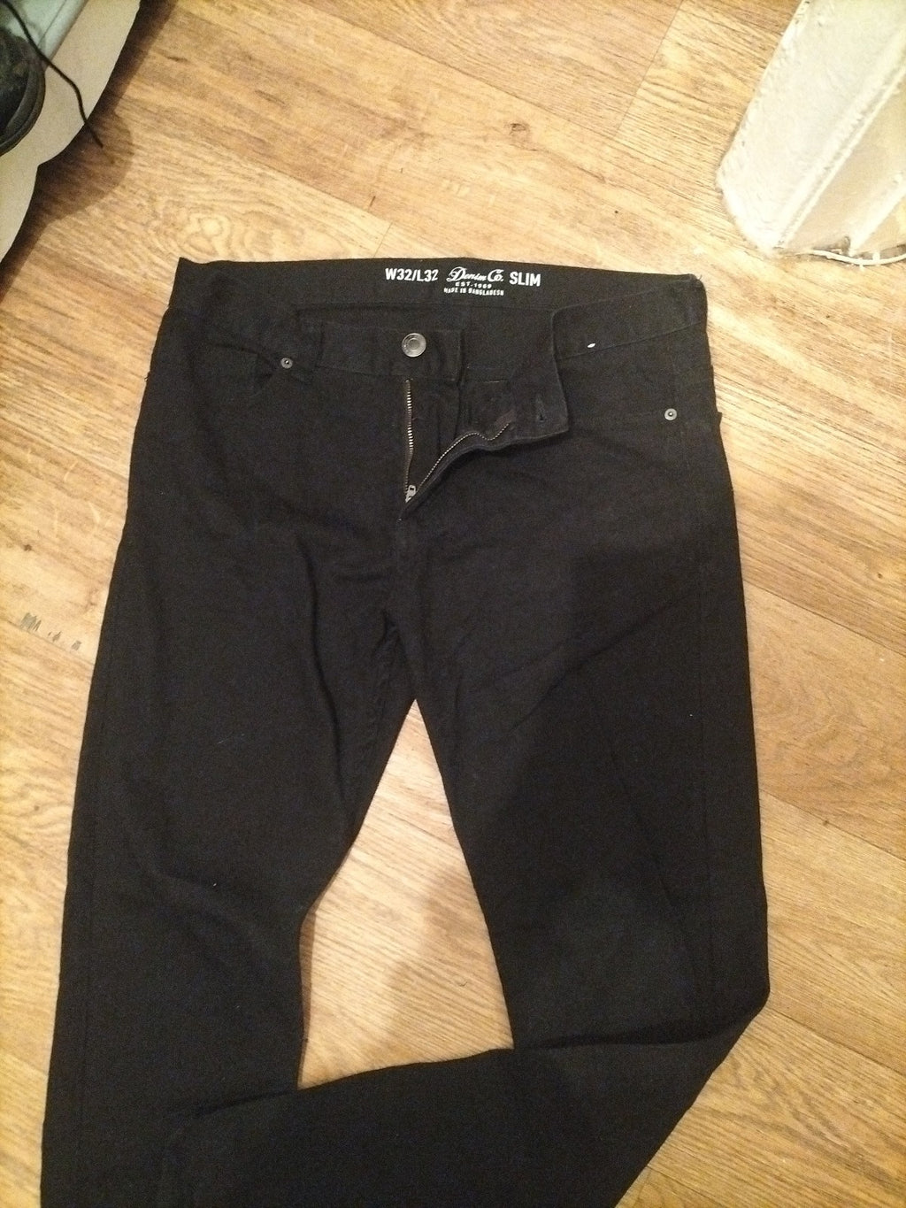 Mens Denim&Co Size 32/32 Black Slim Jeans