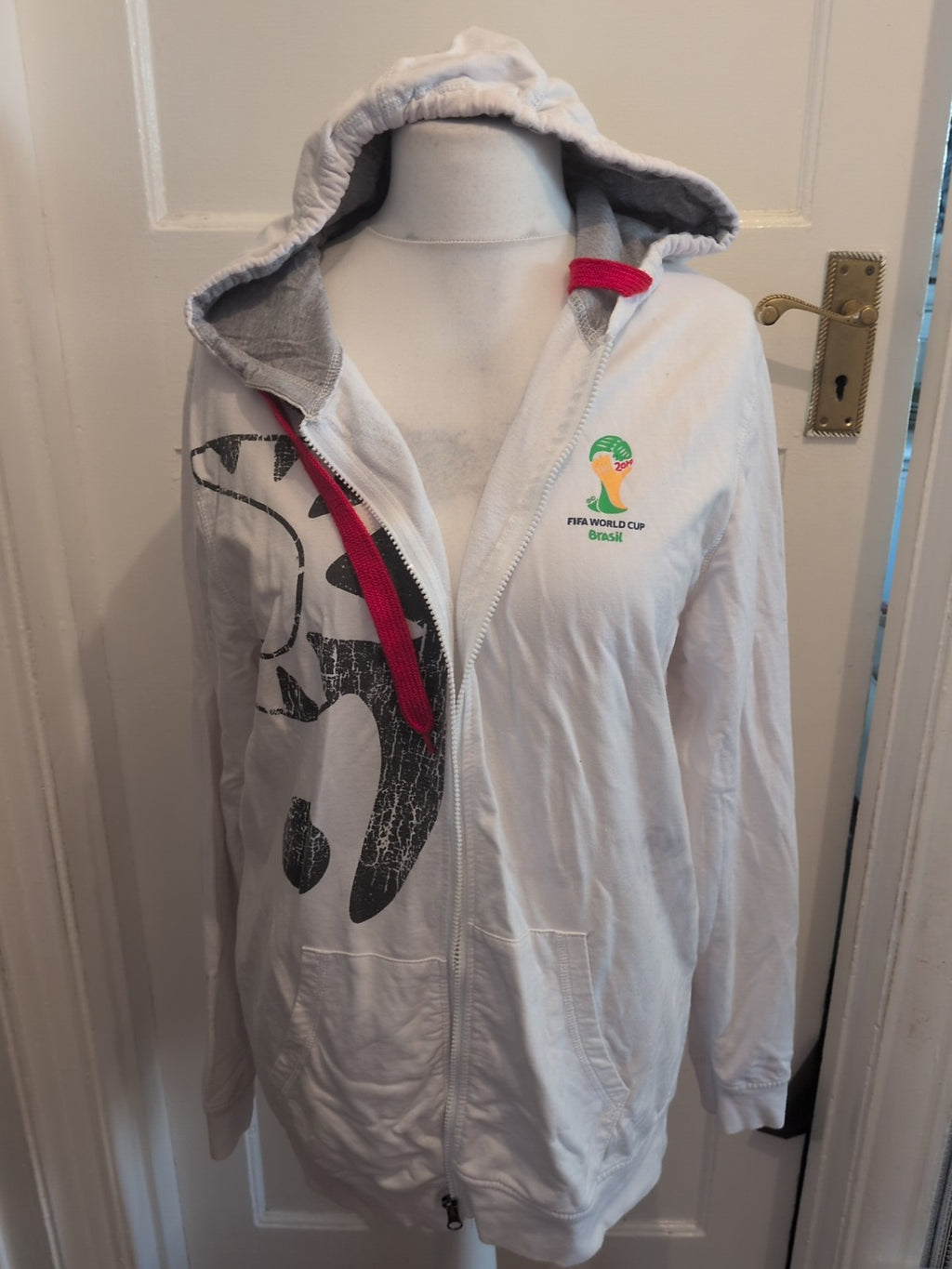 Mens FIFA World Cup Size XL White Full Zip Hoodie