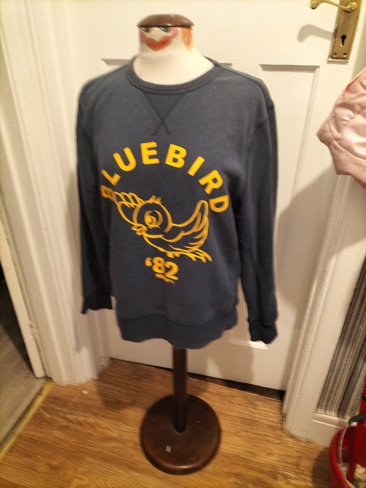 Mens Puma Size Medium Navy And Yellow Long Sleeved Pullover Jumper