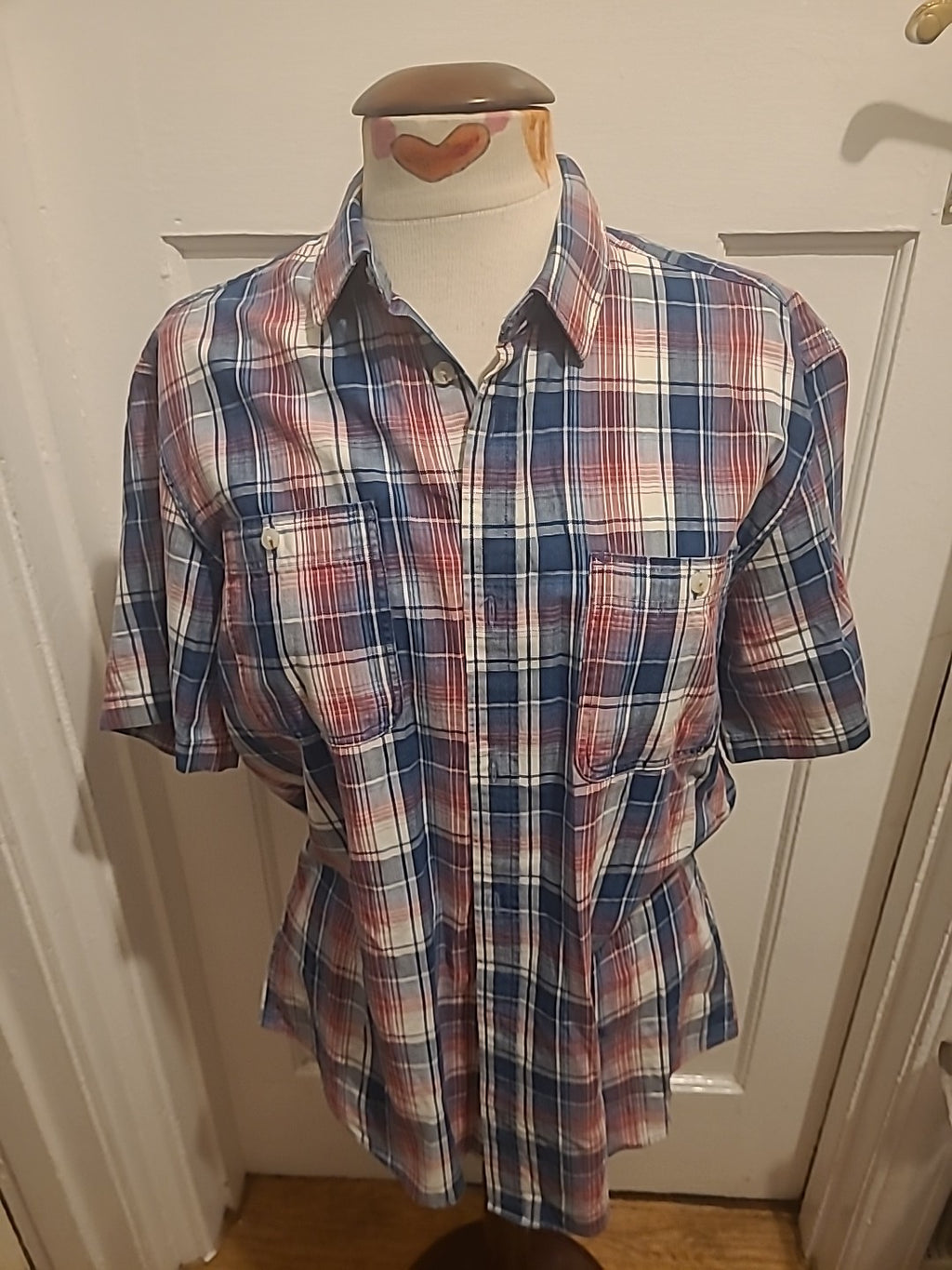 Mens Lincoln Size M Multicoloured Check Short Sleeved Shirt