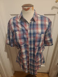 Mens Lincoln Size M Multicoloured Check Short Sleeved Shirt
