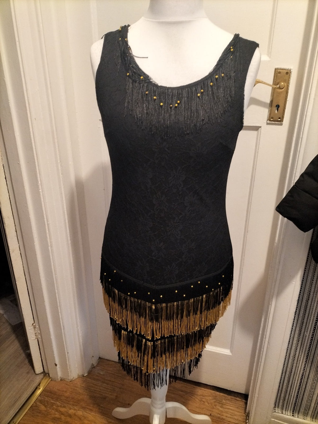 Ladies Size Small Black Sleeveless Tassled Dress