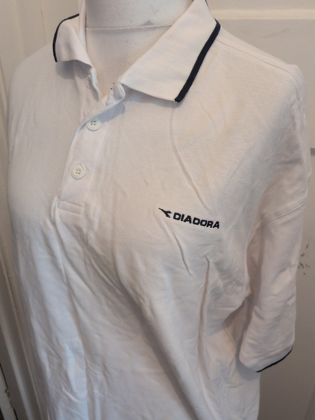 Brand New Diadora XL White Short Sleeve Polo