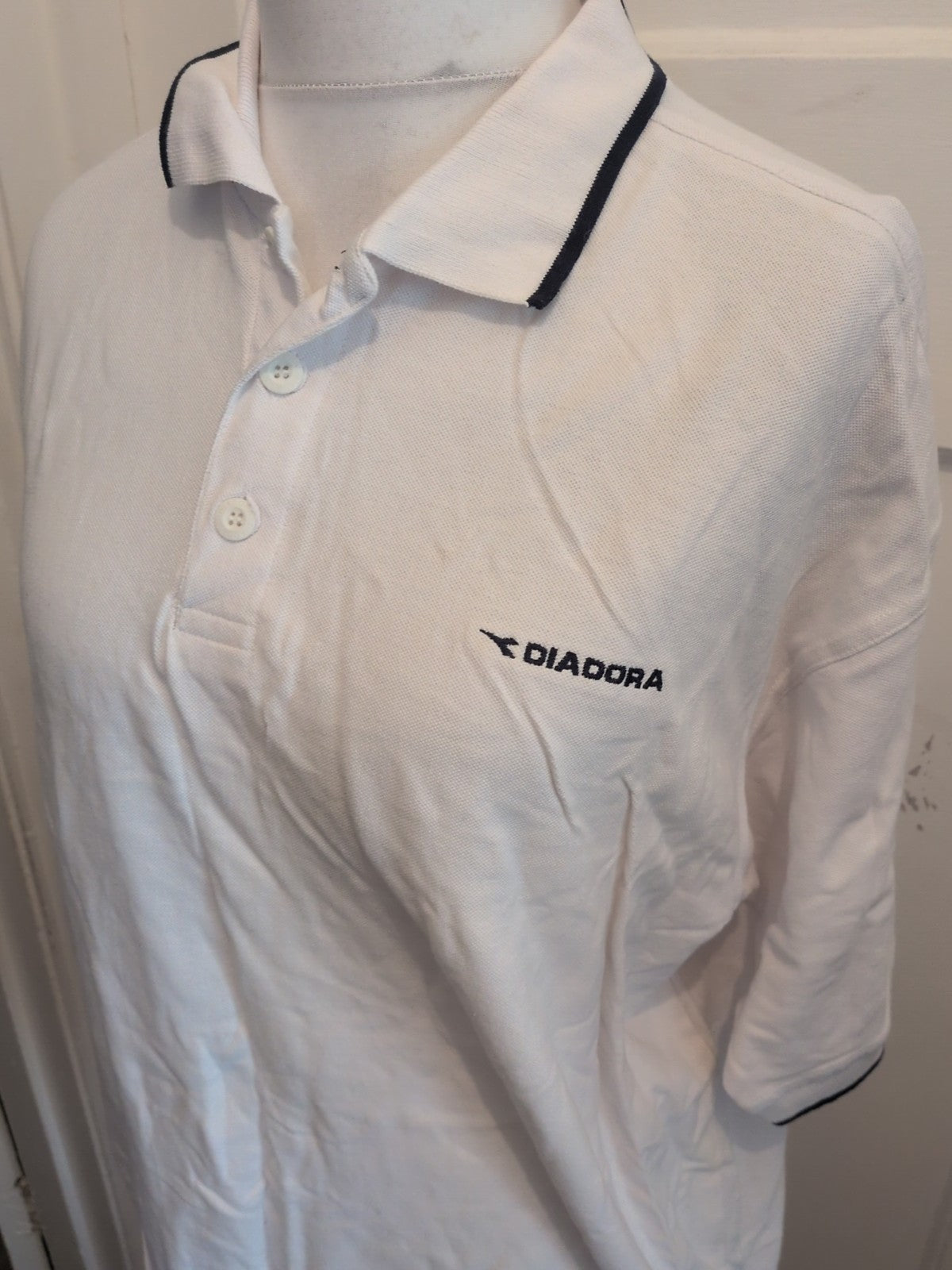 Brand New Diadora XL White Short Sleeve Polo