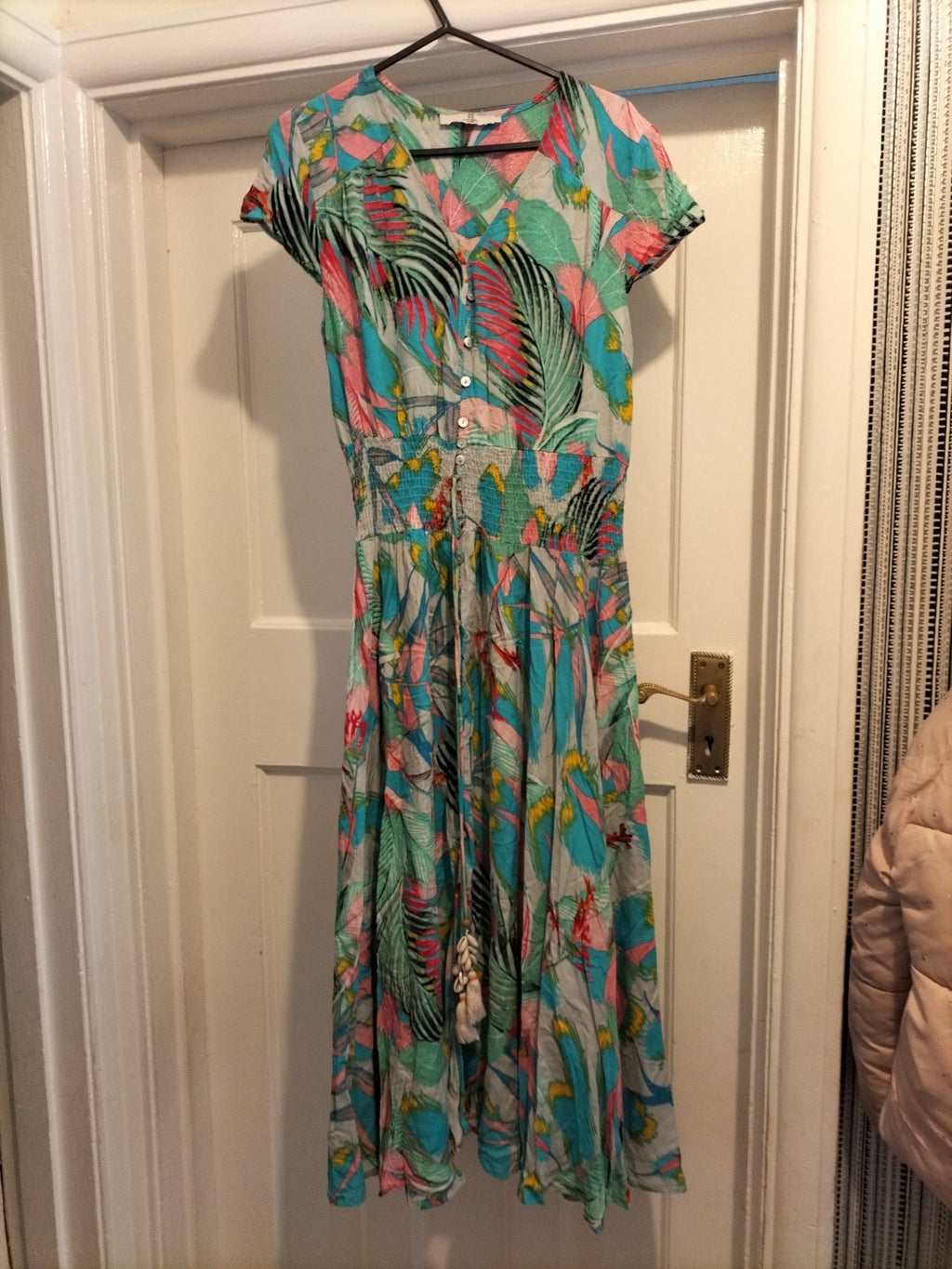 Ladies Last Queen Paris Size Small Multicoloured Cap Sleeved Long Dress