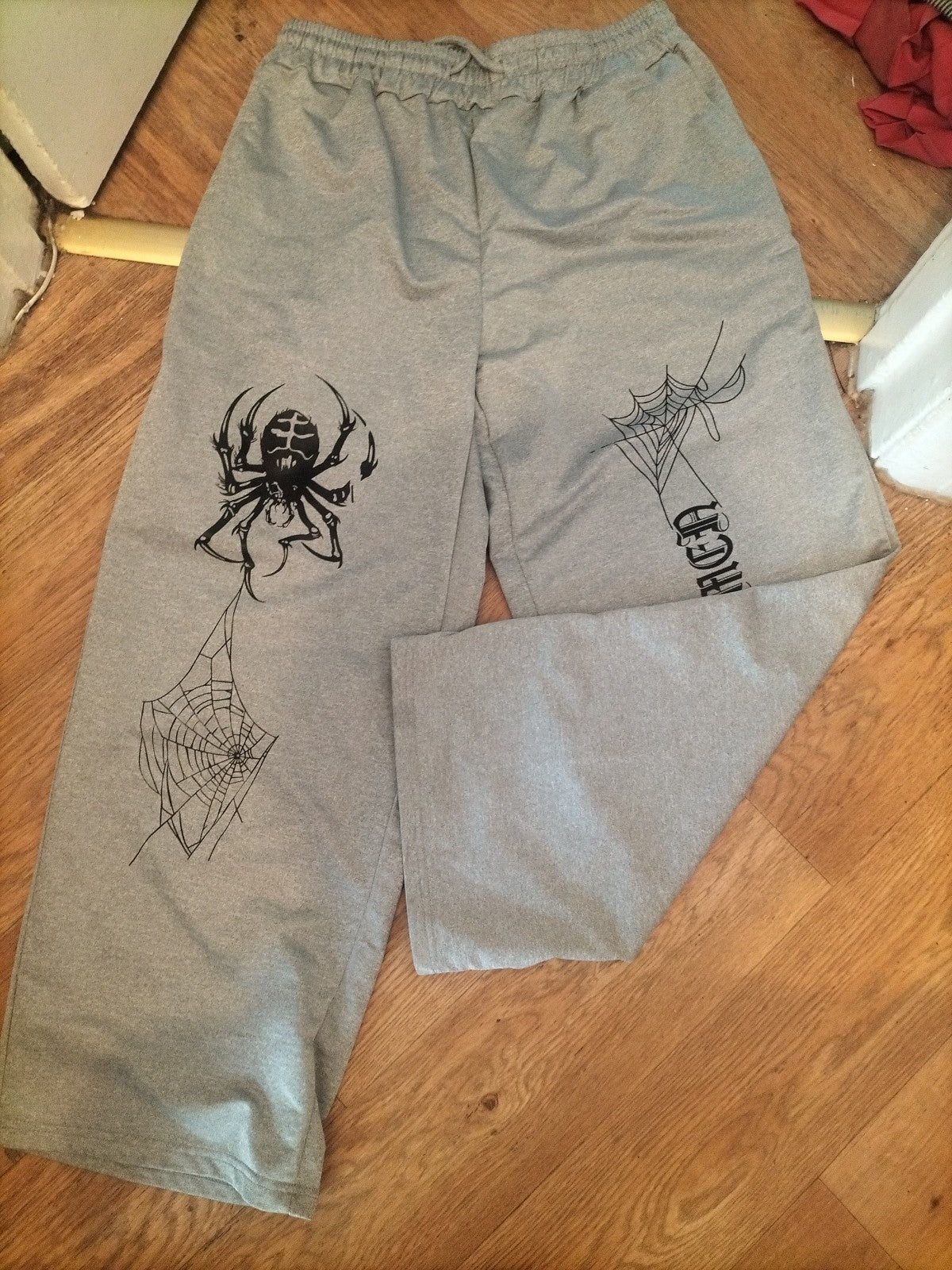 XL Grey Spider Print Elasticated Jogger