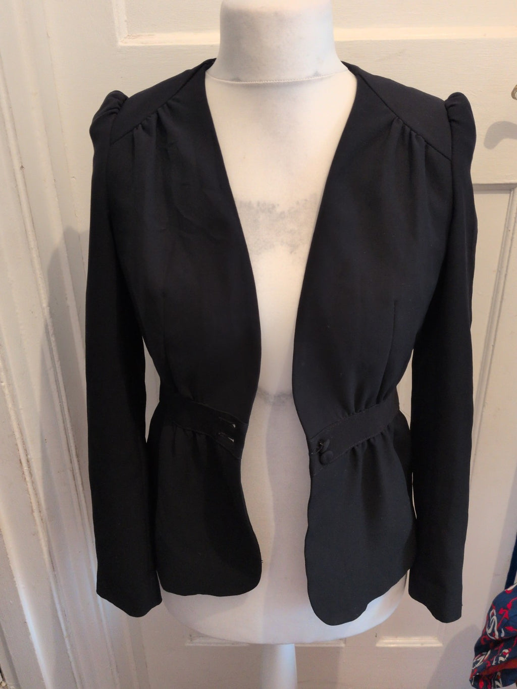Ladies Next 8r Black V Neck Padded Lined Blazer