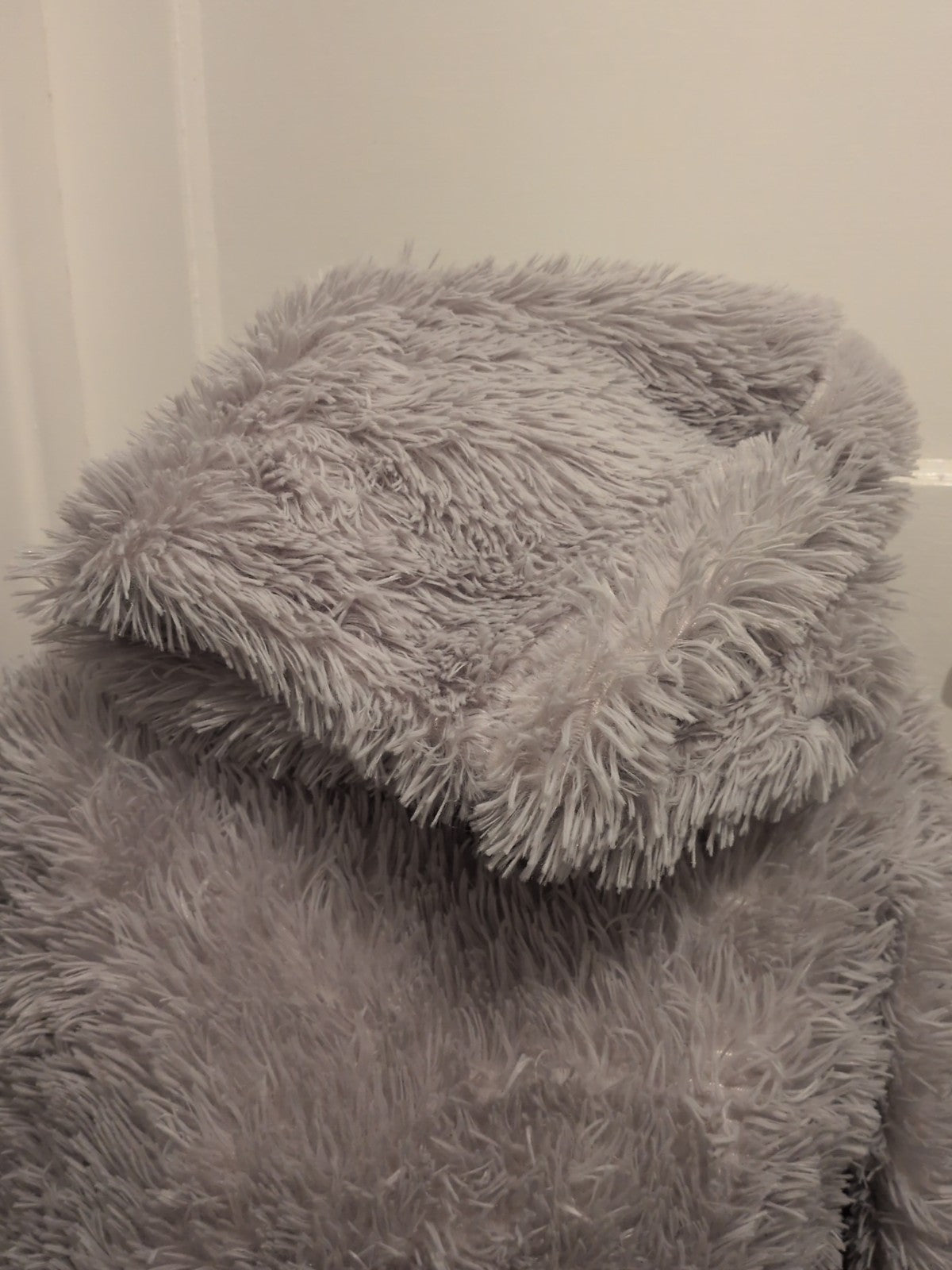 OHS One Size Fleece Lined Grey Fluffy Hooded Jumper