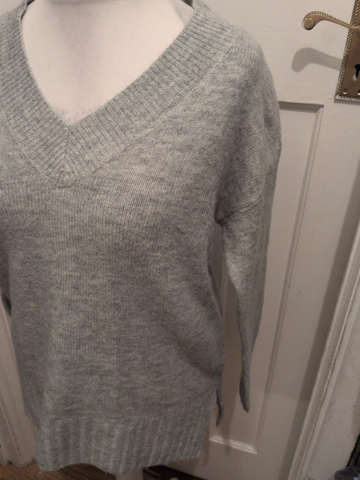 Primark XS Grey V Neck Soft Touch Oversized Jumper