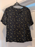 M&S Collection 6 Black And Yellow Floral Short Sleeve Blouse