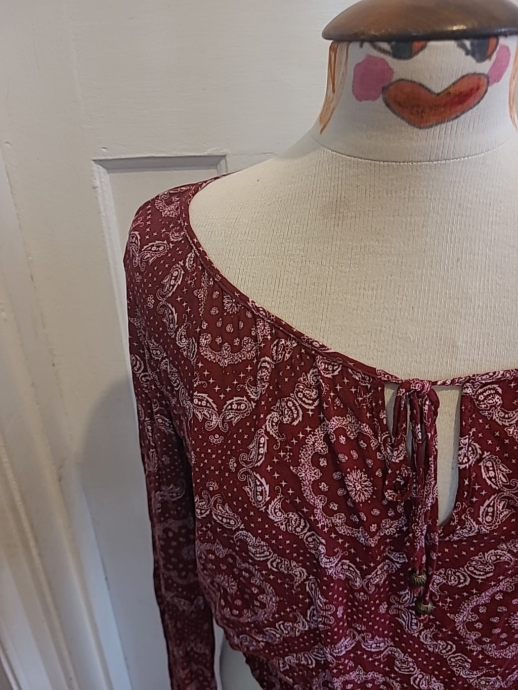 Ladies H+M Size 12 Purple White Long Sleeved Blouse
