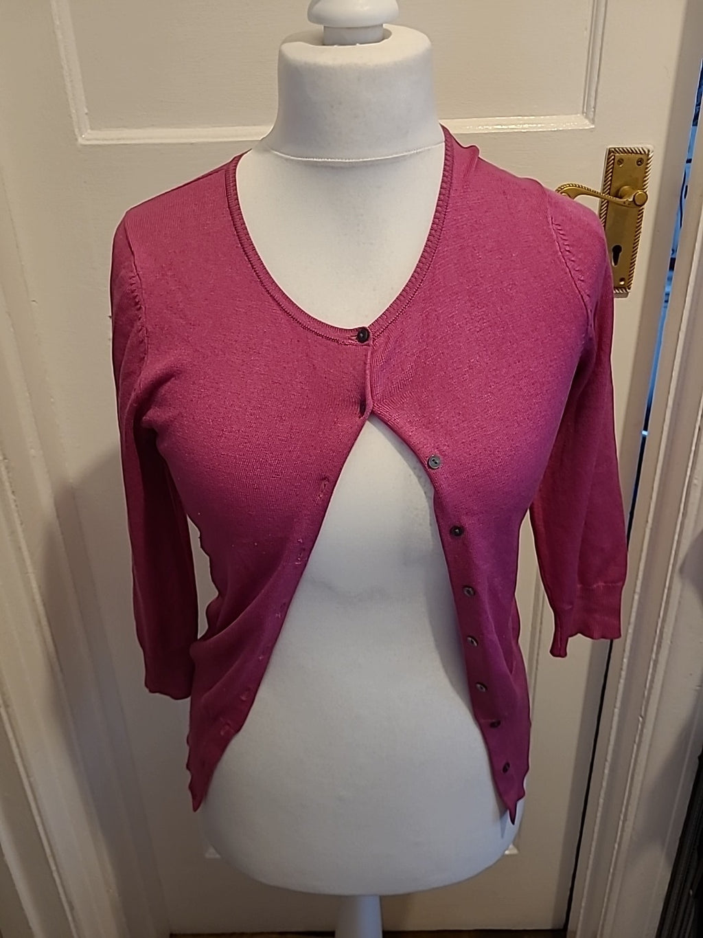 Ladies Size Small Cerise Long Sleeved Cardigan