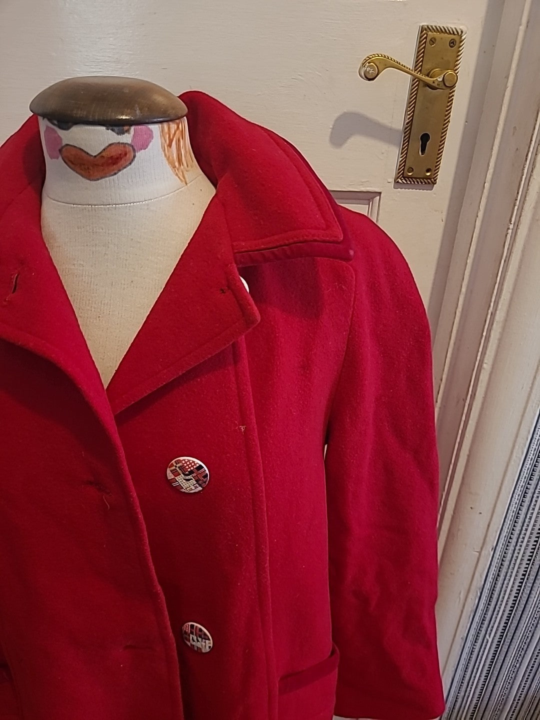 Ladies Astraka Size 14 Red Wool Padded Lined Coat