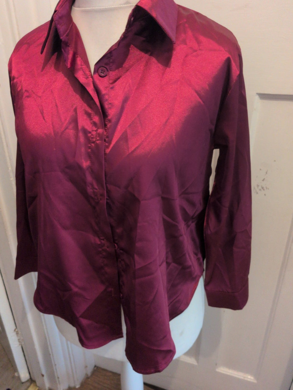 Small Burgundy Buttoned Long Sleeve Pyjama Top