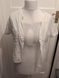 Small White Short Sleeve Patterned Buttoned Blouse