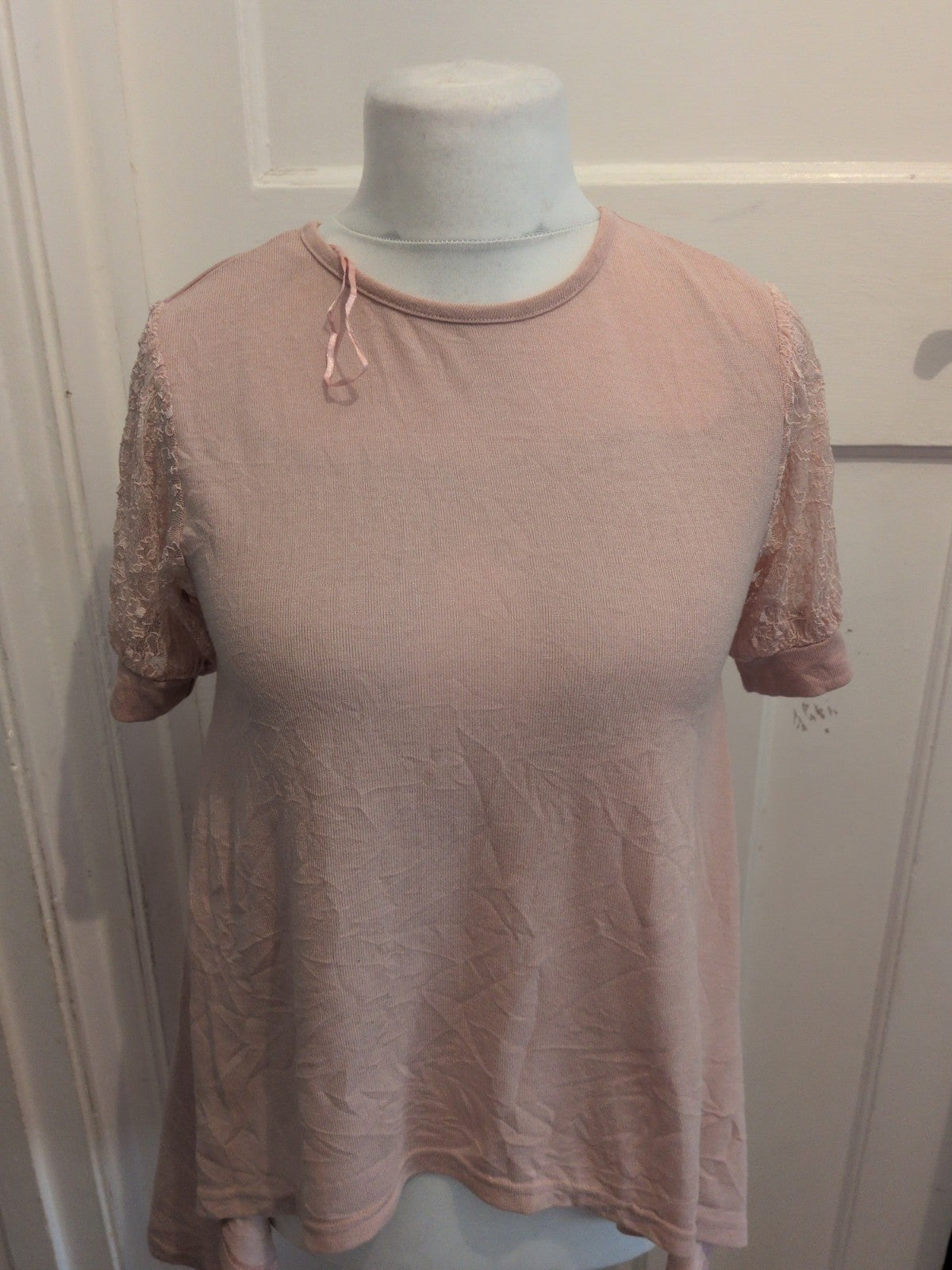 Blue Vanilla Small Pink Mesh Short Sleeve T-shirt Oversize