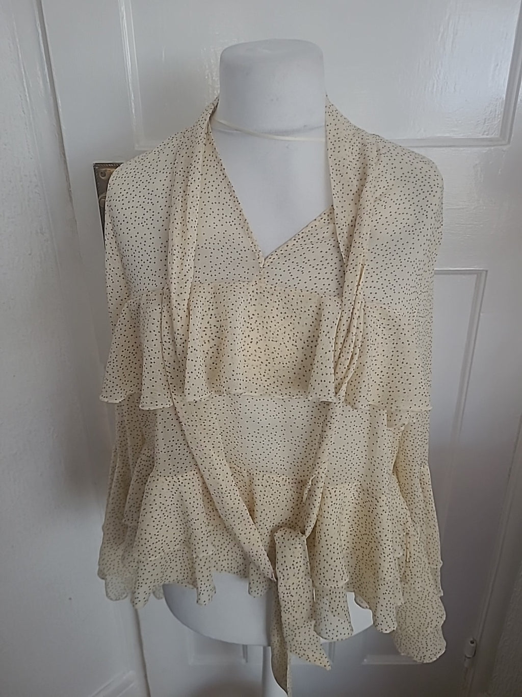 Rita Ora Large Spotted Flute Sleeved Blouse
