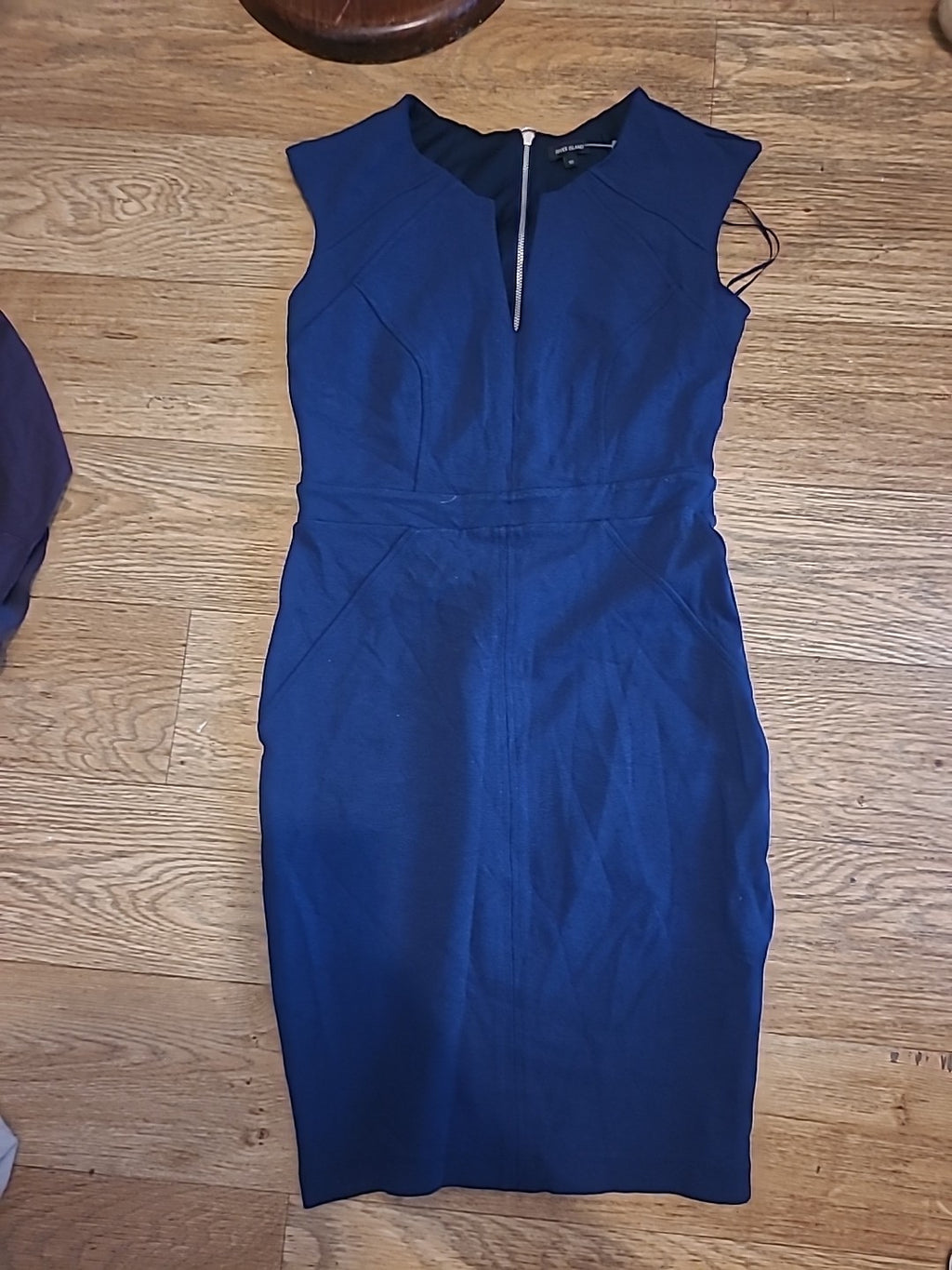 Ladies River Island Size 10 Navy Sleeveless Dress