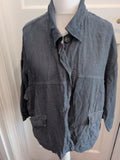 Eva Miller Large 3/4 Sleeve Shirt Navy Teal