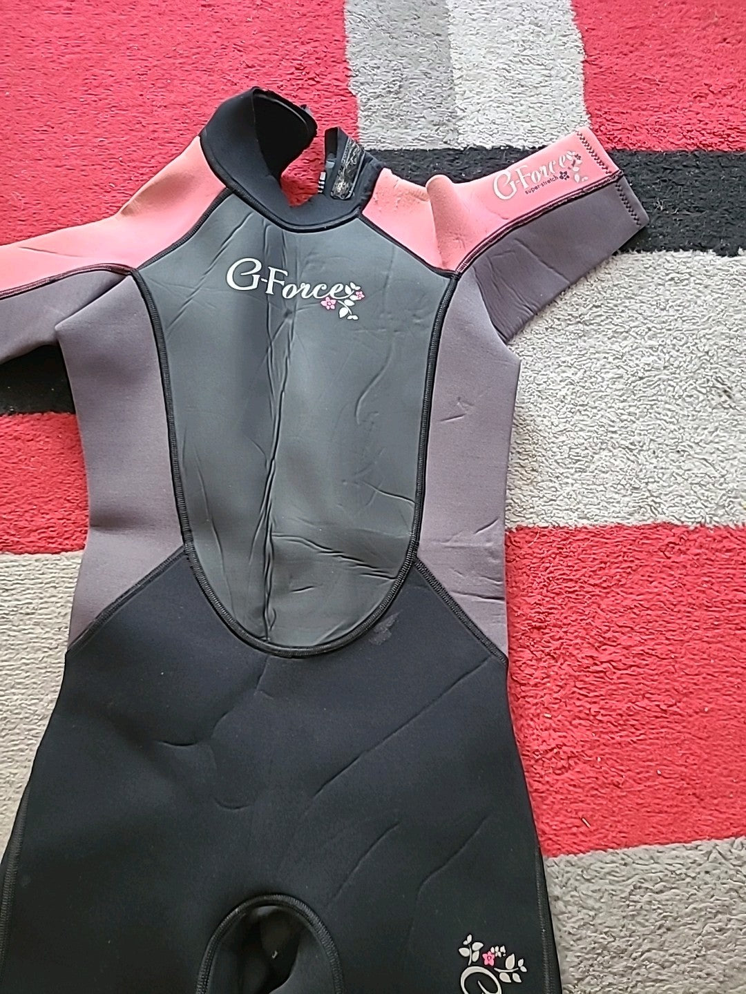 Girls G-Force Size Junior XL 162-167CM Pink Grey Navy Cropped Wetsuit