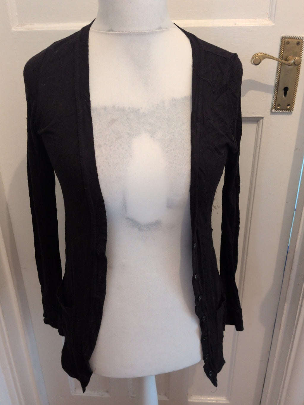 New Look 8 Black Open Blouse Long Sleeve