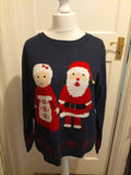 Ladies George Size 20 Xmas Red And Navy Jumper