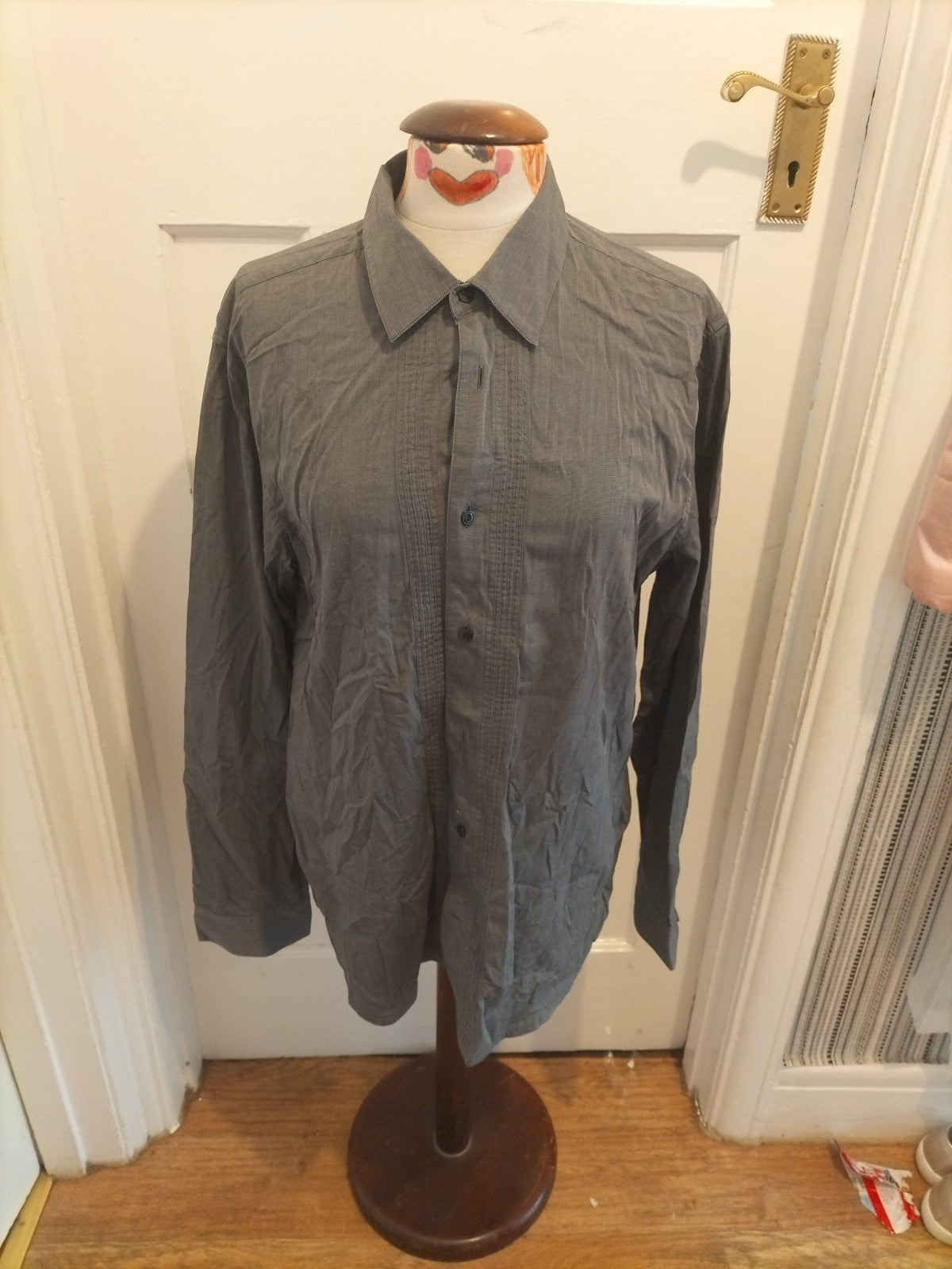 Mens Gap Size 16-16.5" Grey Slim Fit Long Sleeved Shirt