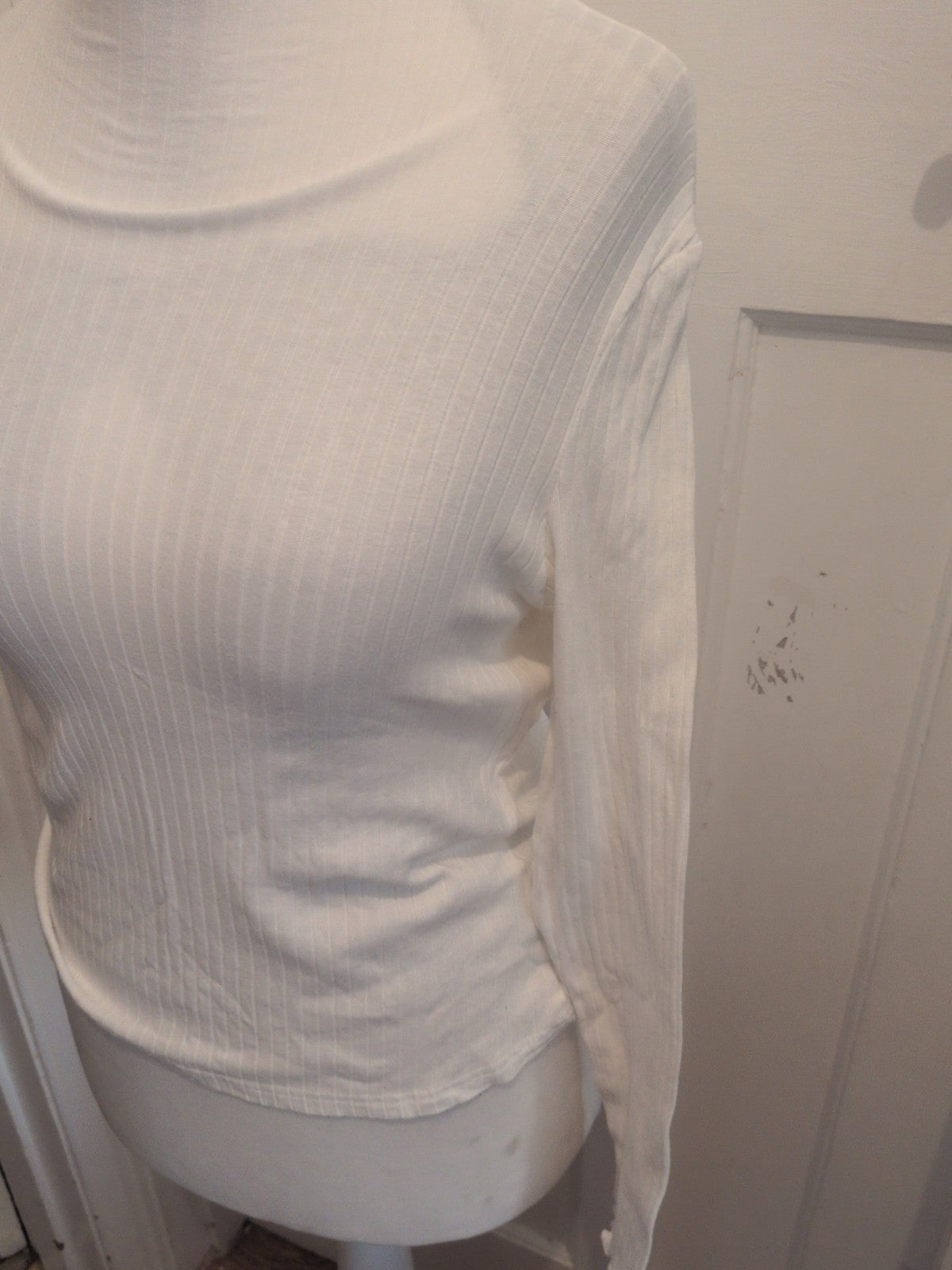 Shein Large White Scollopped Hems Long Sleeve Blouse