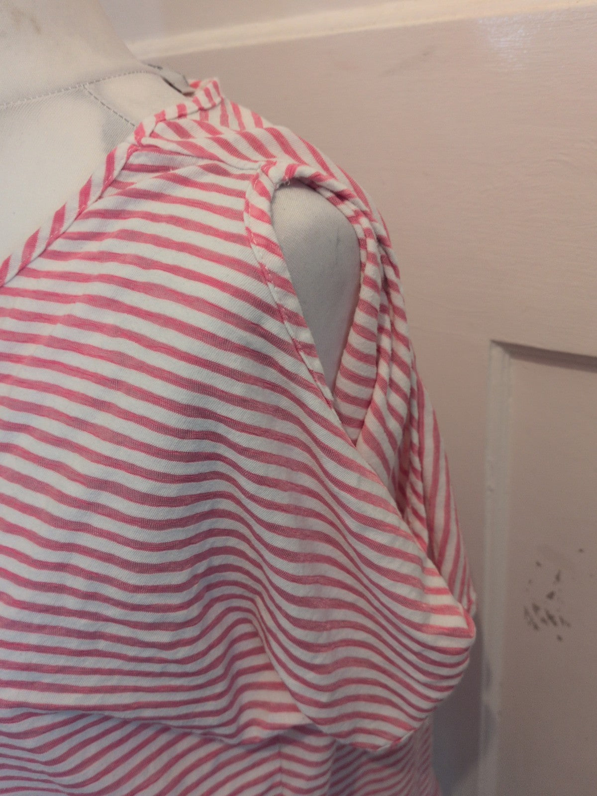 George 16 Pink Striped Open Sleeve T-shirt Blouse