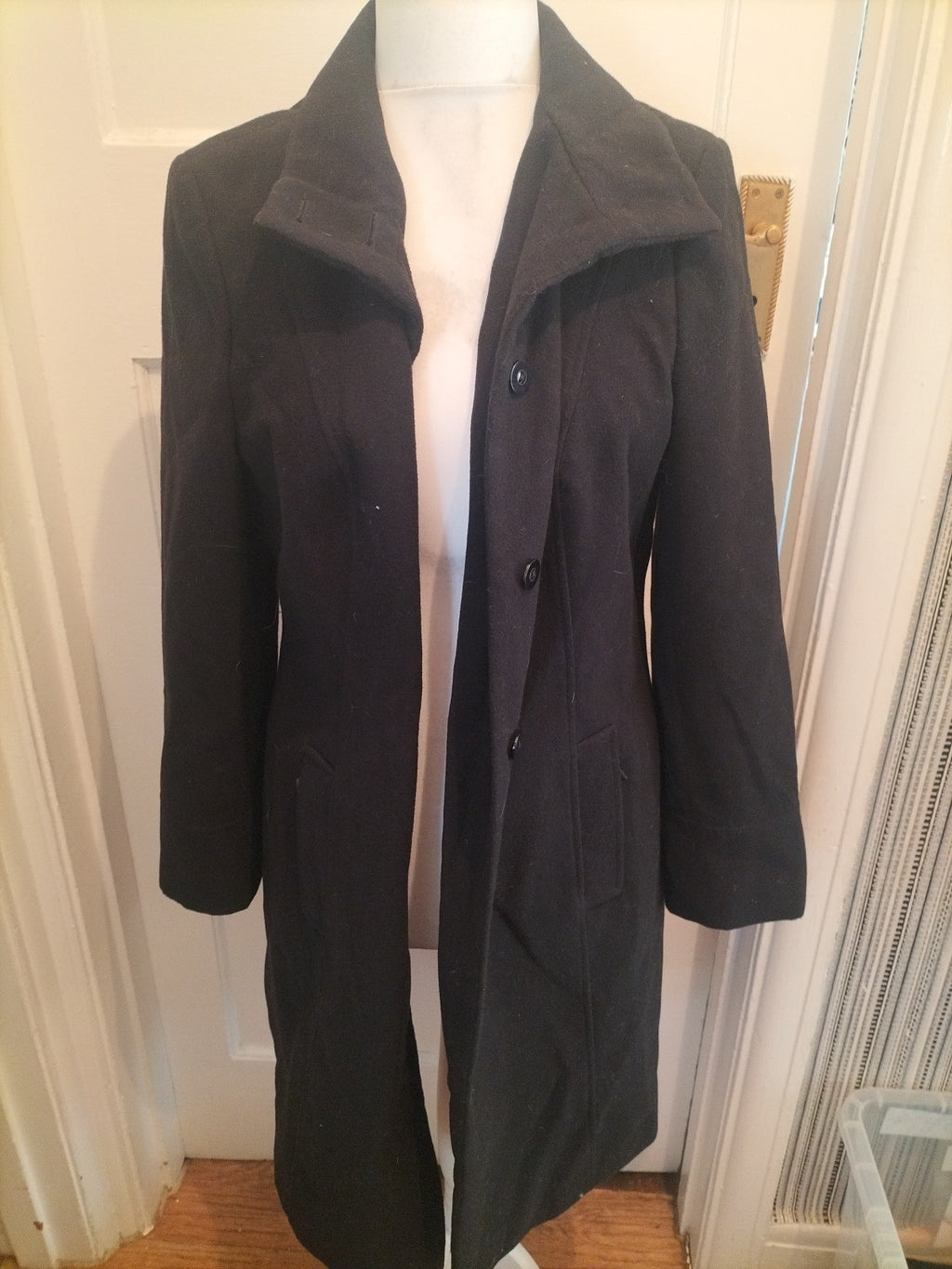 Ladies Debenhams Size 16 Black Lined Longline Coat
