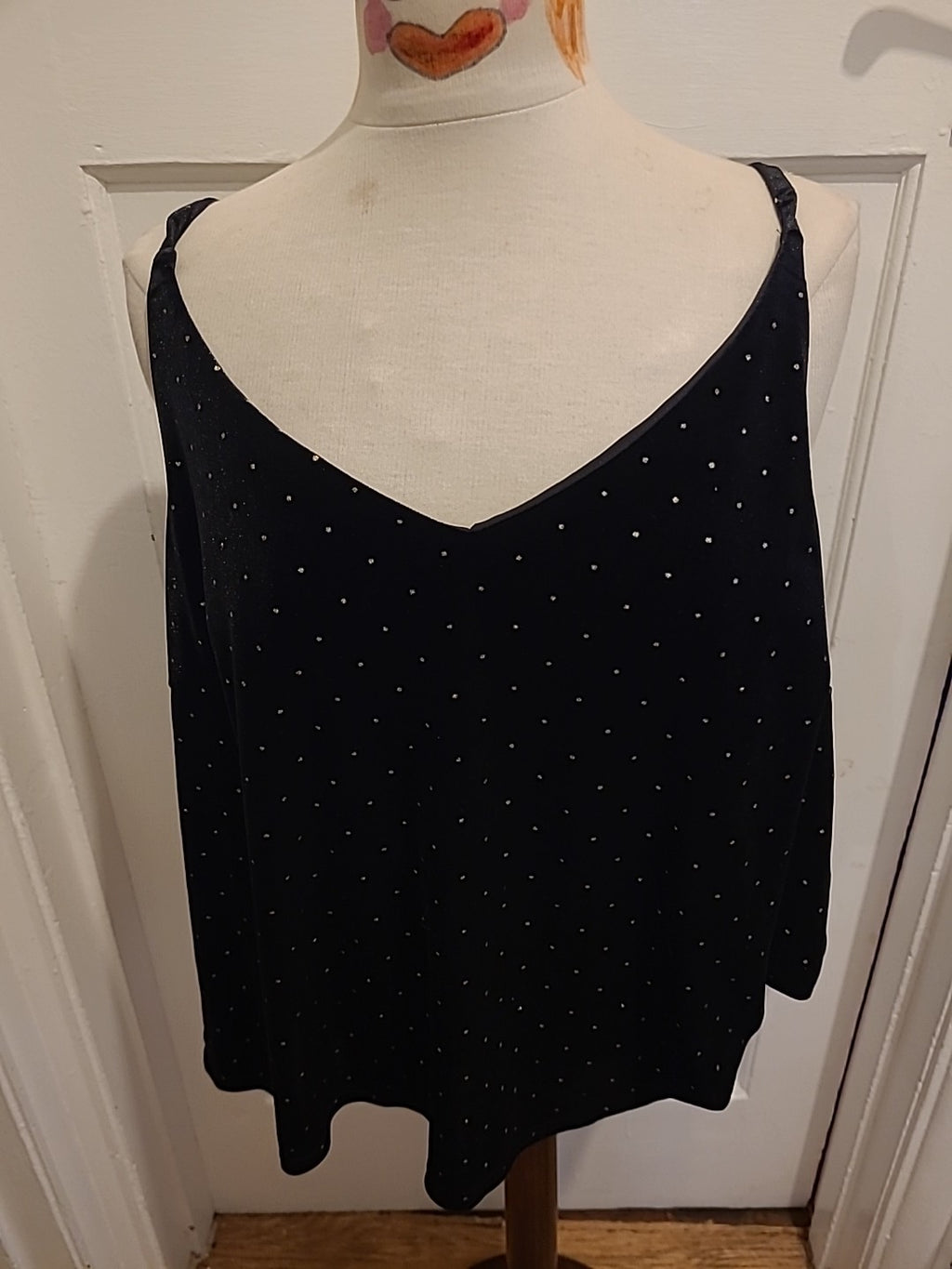 Ladies George Size 20 Black Lined With Gold Spots Blouse