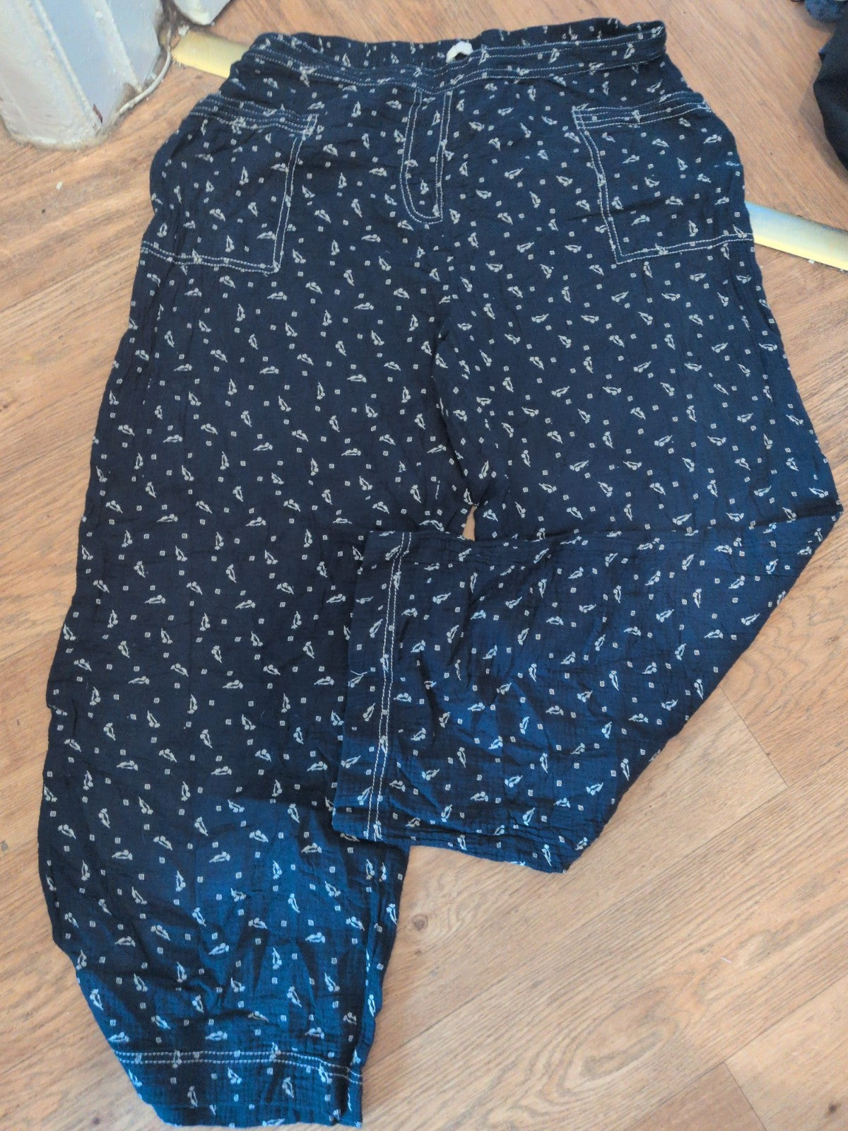 Julipa 18 Navy And White Wide Leg Pyjama Bottoms
