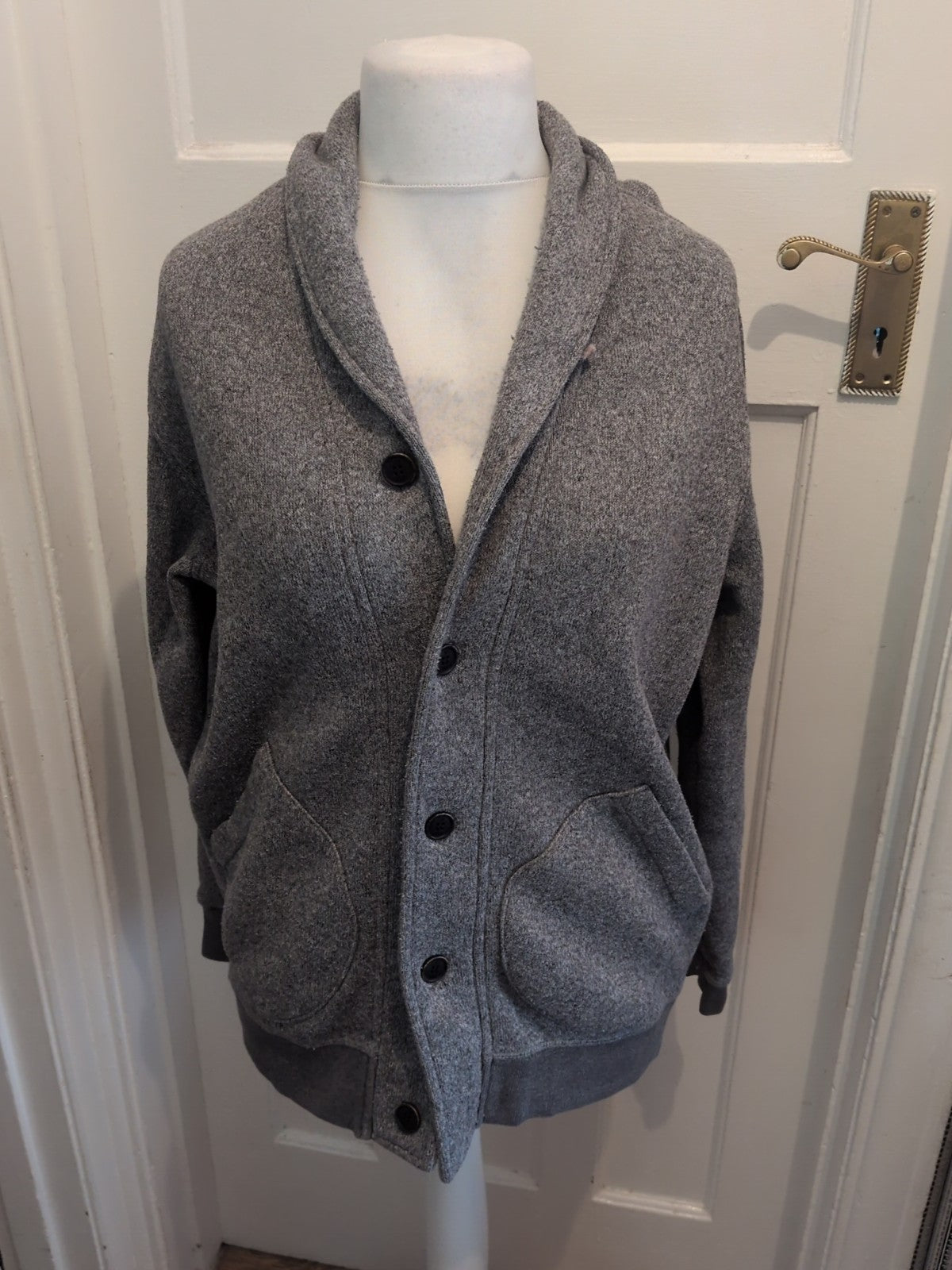 Rocha John Rocha Large Grey Collared Buttoned Cardigan Jumper