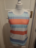 Ladies Size XL Pink/Blue Striped Sleeveless Tshirt