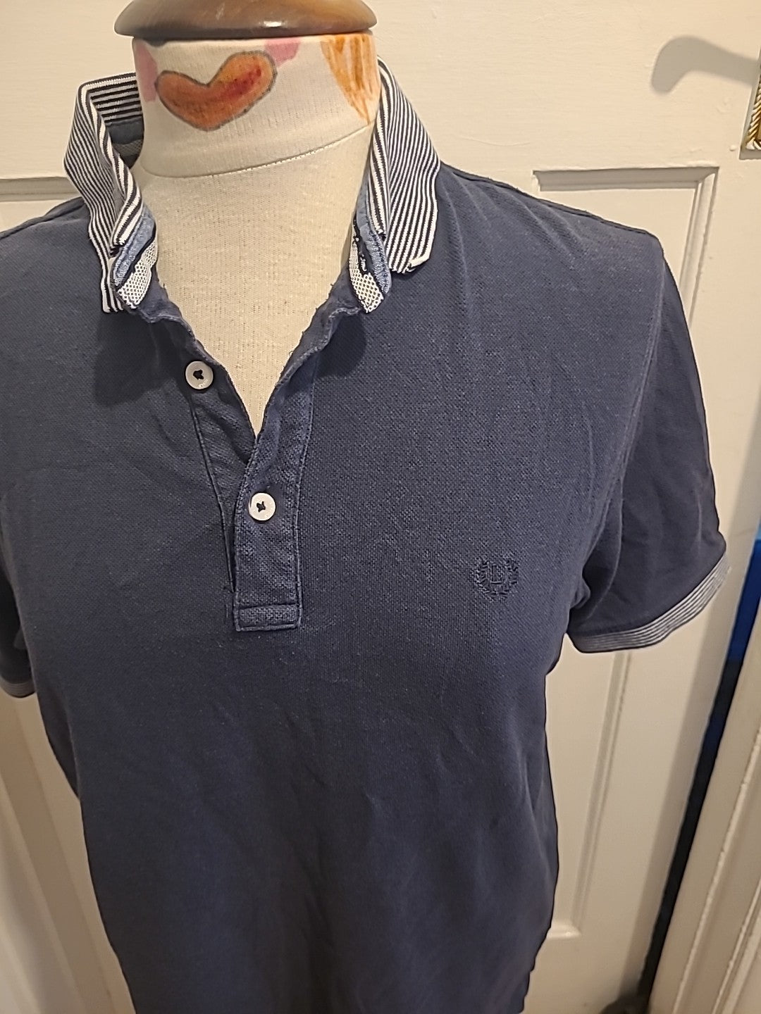 Mens Lincoln Size M Navy Short Sleeved Polo