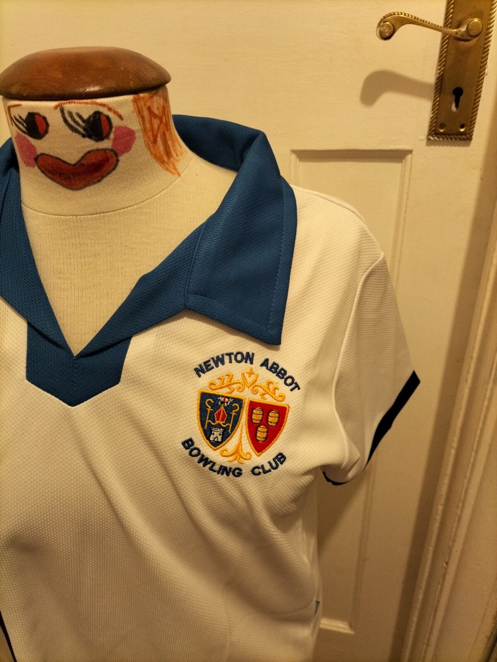 Mens Shotbowl White Blue Newton Abbot Bowling Club Polo