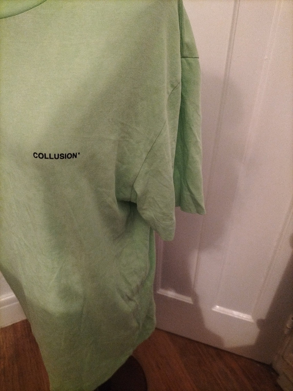 Mens Collusion Size Small Green With Black Print Tshirt