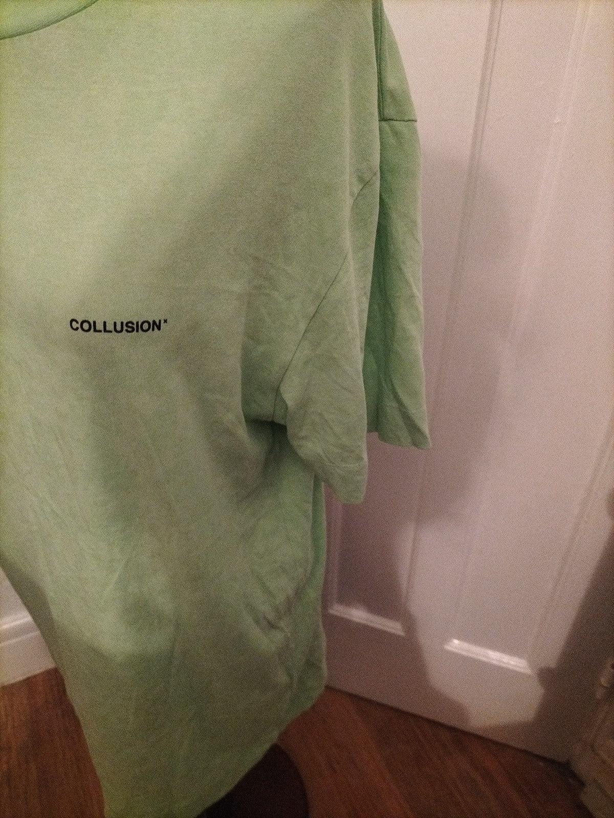 Mens Collusion Size Small Green With Black Print Tshirt