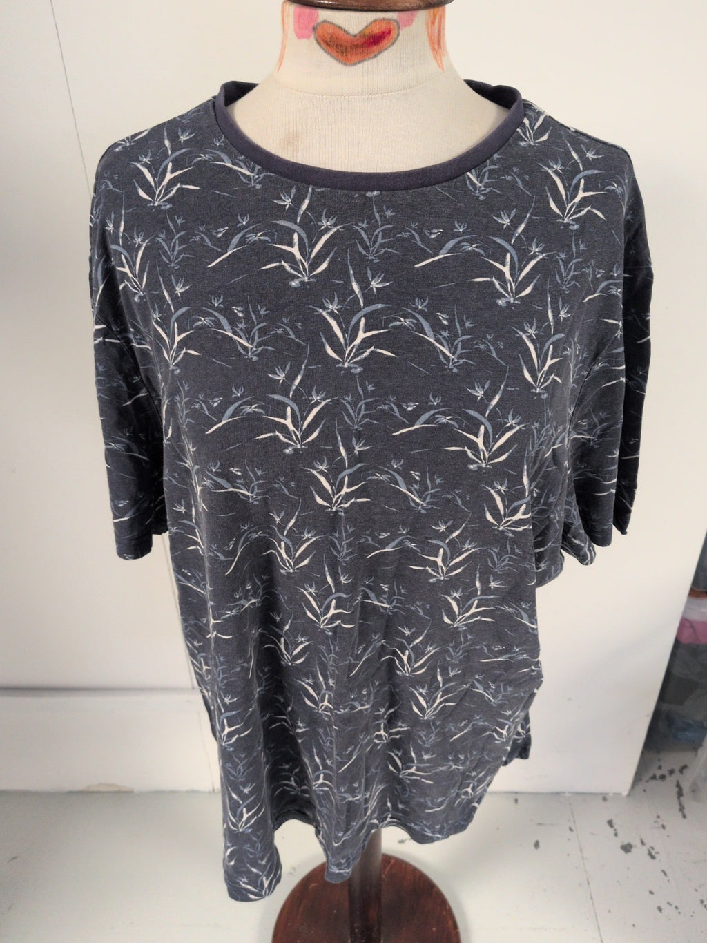 George 2XL Navy White And Blue Floral Short Sleeve T-shirt