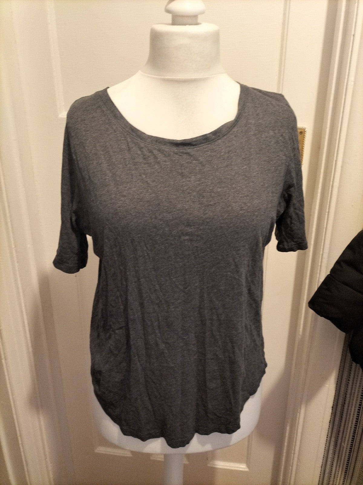 Ladies Marks And Spencer Size 14 Grey Short Sleeved Pyjama Top