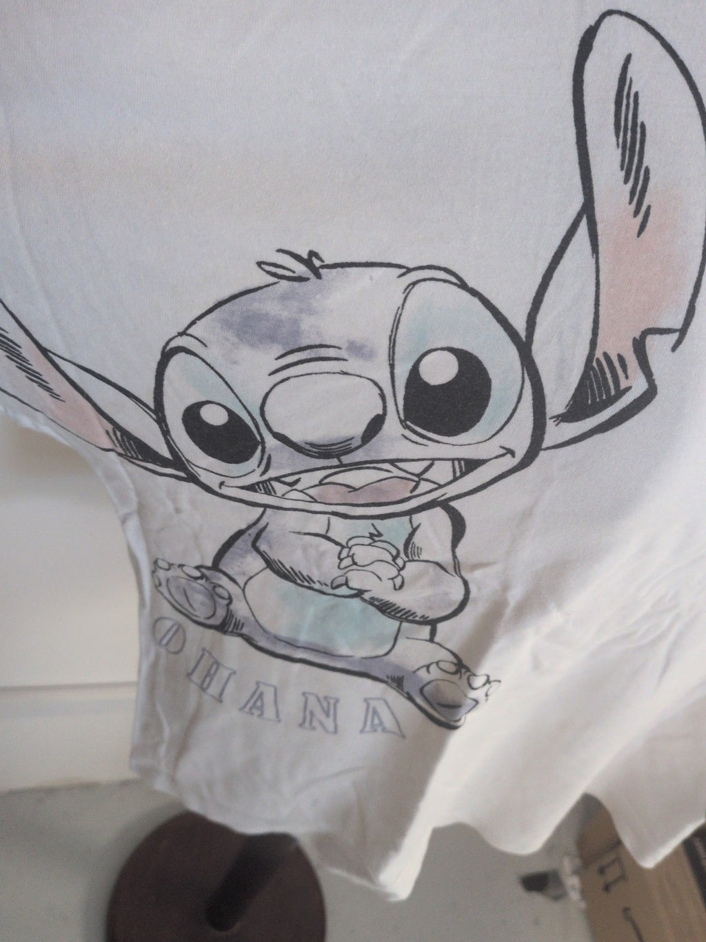 Primark Disney White Printed Stitch Short Sleeve Pyjama Top Medium
